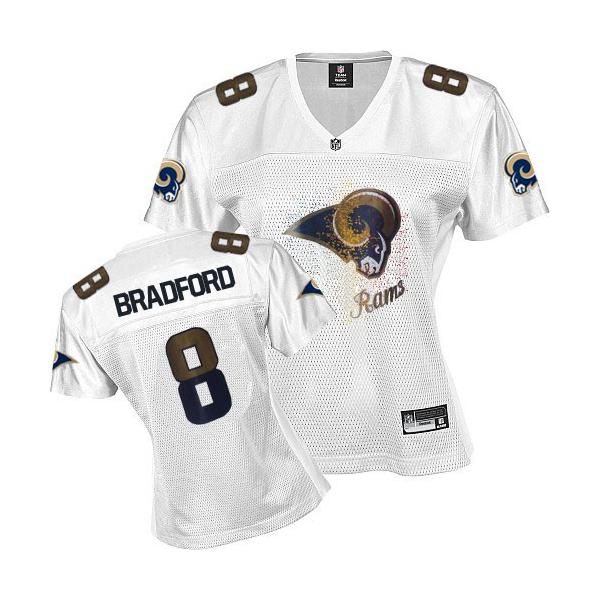 [FEM FAN I] BRADFORD St Louis #8 Womens Football Jersey - Sam Bradford Womens Football Jersey (White)_Free Shipping