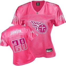 [FEM FAN I] JOHNSON Tennessee #28 Womens Football Jersey - Chris Johnson Womens Football Jersey (Pink)_Free Shipping