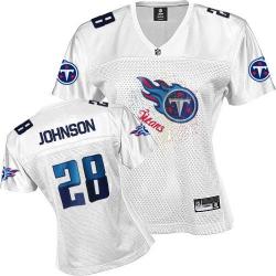 [FEM FAN I] JOHNSON Tennessee #28 Womens Football Jersey - Chris Johnson Womens Football Jersey (White)_Free Shipping