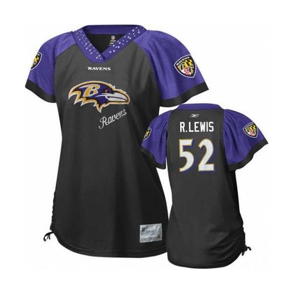 [Field Flirt Fashion II] LEWIS Baltimore #52 Womens Football Jersey - Ray Lewis Womens Football Jersey (Black)_Free Shipping