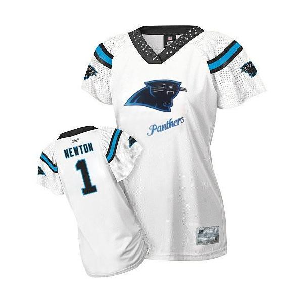 [Field Flirt Fashion II] NEWTON Carolina #1 Womens Football Jersey - Cam Newton Womens Football Jersey (White)_Free Shipping