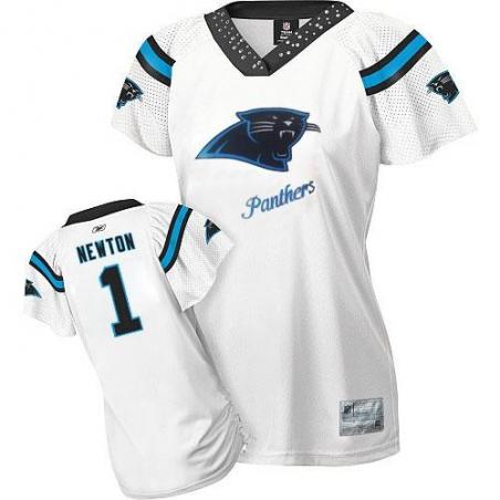 [Field Flirt Fashion II] NEWTON Carolina #1 Womens Football Jersey - Cam Newton Womens Football Jersey (White)_Free Shipping