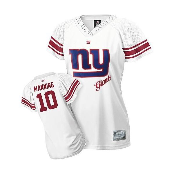 [Field Flirt Fashion II] MANNING NY-Giant #10 Womens Football Jersey - Eli Manning Womens Football Jersey (White)_Free Shipping