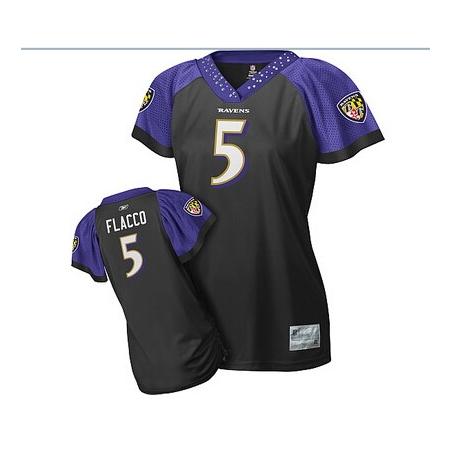 [Field Flirt Fashion I] FLACCO Baltimore #5 Womens Football Jersey - Joe Flacco Womens Football Jersey (Black)_Free Shipping