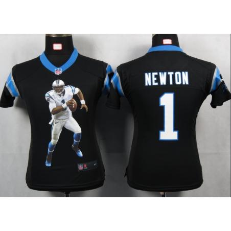 [Portrait Fashion] NEWTON Carolina #1 Womens Football Jersey - Cam Newton Womens Football Jersey (Black)_Free Shipping