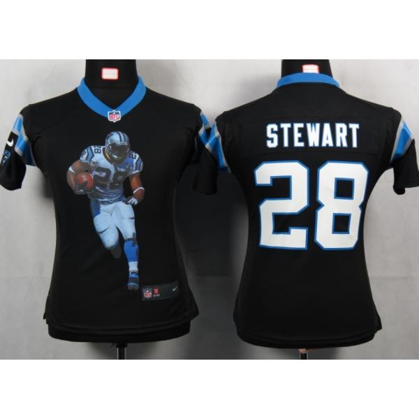 [Portrait Fashion] STEWART Carolina #28 Womens Football Jersey - Jonathan Stewart Womens Football Jersey (Black)_Free Shipping