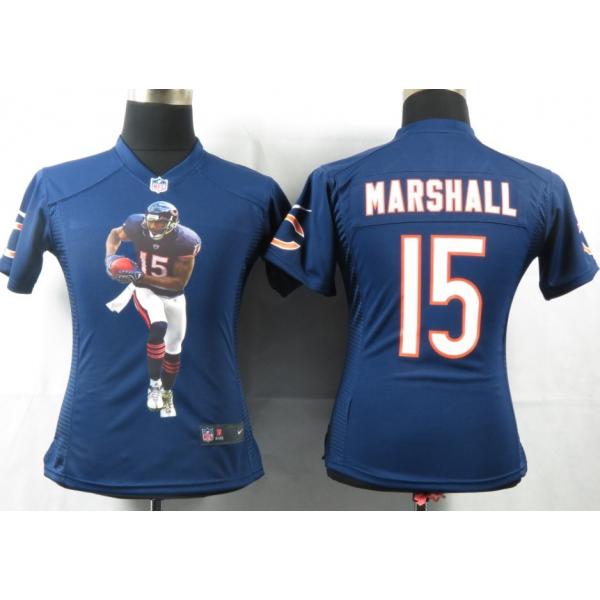 [Portrait Fashion] MARSHALL Chicago #15 Womens Football Jersey - Brandon Marshall Womens Football Jersey (Blue)_Free Shipping