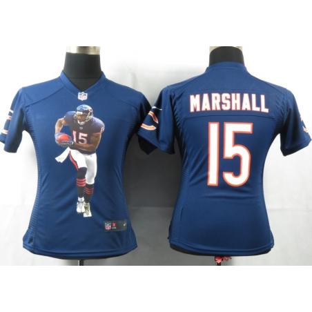 [Portrait Fashion] MARSHALL Chicago #15 Womens Football Jersey - Brandon Marshall Womens Football Jersey (Blue)_Free Shipping