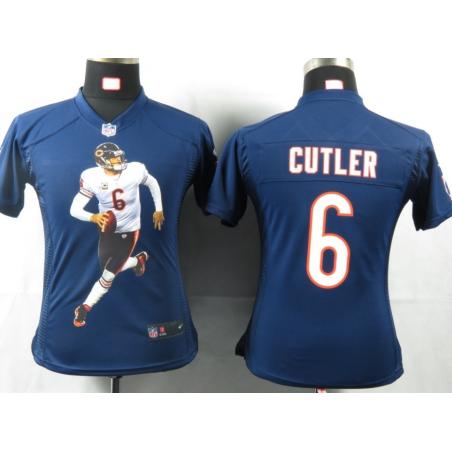 [Portrait Fashion] CUTLER Chicago #6 Womens Football Jersey - Jay Cutler Womens Football Jersey (Blue)_Free Shipping