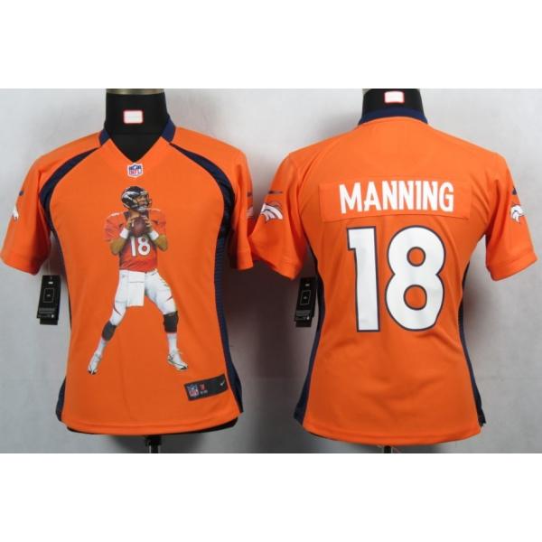 [Portrait Fashion] MANNING Denver #18 Womens Football Jersey - Peyton Manning Womens Football Jersey (Orange)_Free Shipping