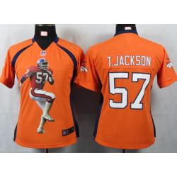 [Portrait Fashion] JACKSON Denver #57 Womens Football Jersey - Tom T.Jackson Womens Football Jersey (Orange)_Free Shipping