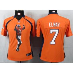[Portrait Fashion] ELWAY Denver #7 Womens Football Jersey - John Elway Womens Football Jersey (Orange)_Free Shipping