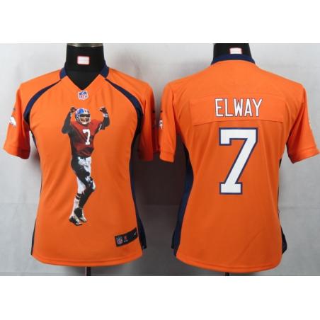 [Portrait Fashion] ELWAY Denver #7 Womens Football Jersey - John Elway Womens Football Jersey (Orange)_Free Shipping