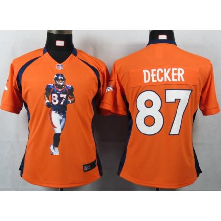 [Portrait Fashion] DECKER Denver #87 Womens Football Jersey - Eric Decker Womens Football Jersey (Orange)_Free Shipping