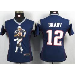 [Portrait Fashion] BRADY New England #12 Womens Football Jersey - Tom Brady Womens Football Jersey (Blue)_Free Shipping