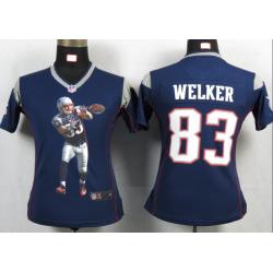 [Portrait Fashion] WELKER New England #83 Womens Football Jersey - Wes Welker Womens Football Jersey (Blue)_Free Shipping