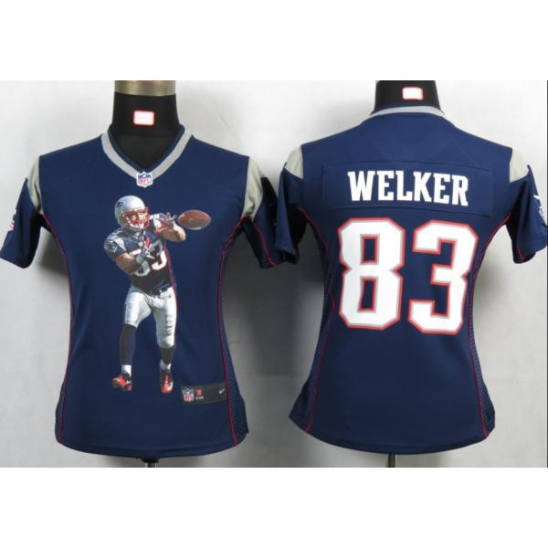 [Portrait Fashion] WELKER New England #83 Womens Football Jersey - Wes Welker Womens Football Jersey (Blue)_Free Shipping