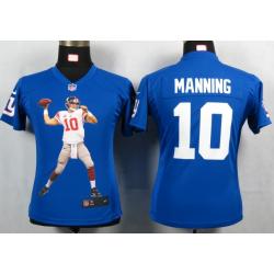 [Portrait Fashion] MANNING NY-Giant #10 Womens Football Jersey - Eli Manning Womens Football Jersey (Blue)_Free Shipping