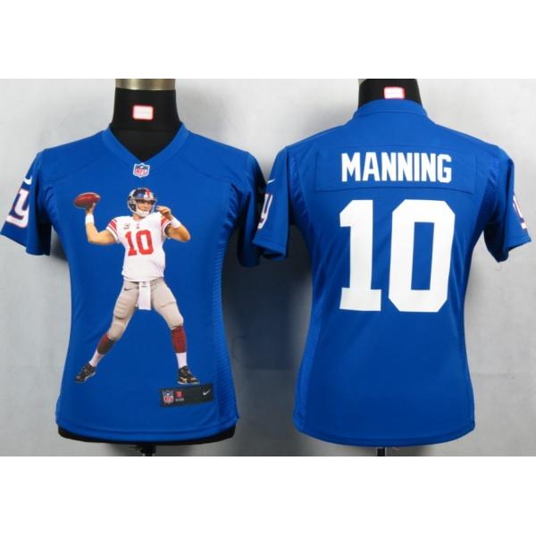 [Portrait Fashion] MANNING NY-Giant #10 Womens Football Jersey - Eli Manning Womens Football Jersey (Blue)_Free Shipping