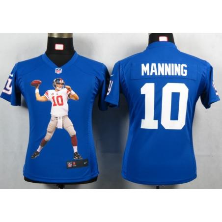 [Portrait Fashion] MANNING NY-Giant #10 Womens Football Jersey - Eli Manning Womens Football Jersey (Blue)_Free Shipping