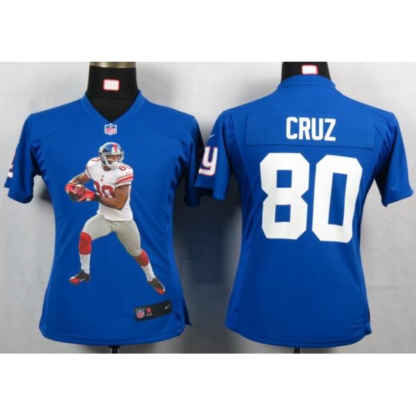 [Portrait Fashion] CRUZ NY-Giant #80 Womens Football Jersey - Victor Cruz Womens Football Jersey (Blue)_Free Shipping