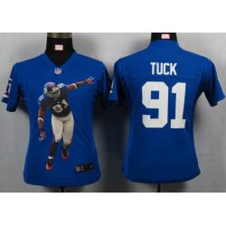 [Portrait Fashion] TUCK NY-Giant #91 Womens Football Jersey - Justin Tuck Womens Football Jersey (Blue)_Free Shipping