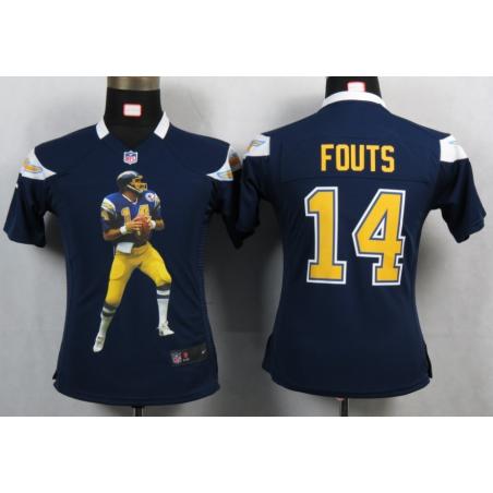 [Portrait Fashion] FOUTS San Diego #14 Womens Football Jersey - Dan Fouts Womens Football Jersey (Navy Blue)_Free Shipping