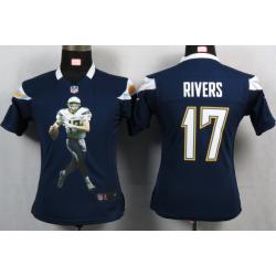 [Portrait Fashion] RIVERS San Diego #17 Womens Football Jersey - Philip Rivers Womens Football Jersey (Navy Blue)_Free Shipping
