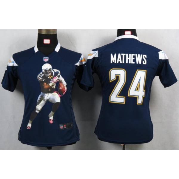 [Portrait Fashion] MATHEWS San Diego #24 Womens Football Jersey - Ryan Mathews Womens Football Jersey (Navy Blue)_Free Shipping