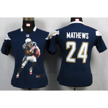 [Portrait Fashion] MATHEWS San Diego #24 Womens Football Jersey - Ryan Mathews Womens Football Jersey (Navy Blue)_Free Shipping