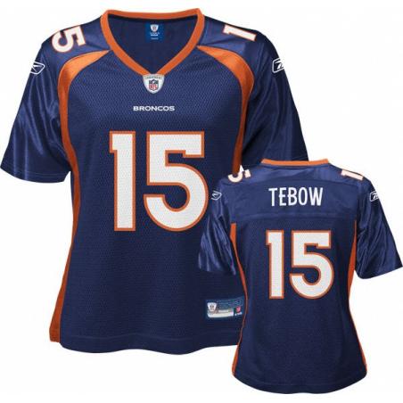[Rbk Team Jersey] TEBOW Denver #15 Womens Football Jersey - Tim Tebow Womens Football Jersey (Blue)_Free Shipping