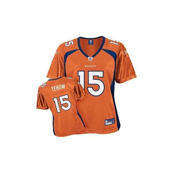 [Rbk Team Jersey] TEBOW Denver #15 Womens Football Jersey - Tim Tebow Womens Football Jersey (Orangee)_Free Shipping