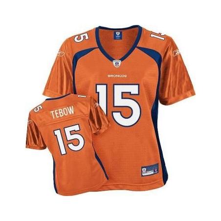 [Rbk Team Jersey] TEBOW Denver #15 Womens Football Jersey - Tim Tebow Womens Football Jersey (Orangee)_Free Shipping