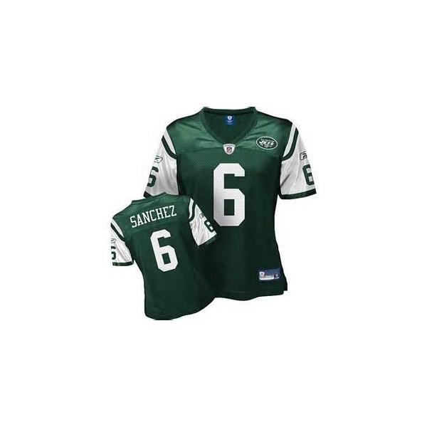[Rbk Team Jersey] SANCHEZ NY-Jet #6 Womens Football Jersey - Mark Sanchez Womens Football Jersey (Green)_Free Shipping