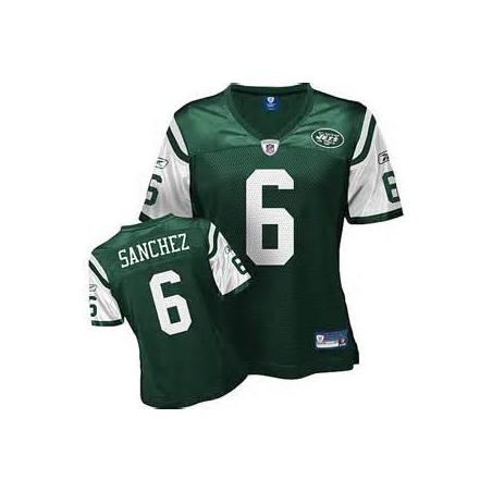 [Rbk Team Jersey] SANCHEZ NY-Jet #6 Womens Football Jersey - Mark Sanchez Womens Football Jersey (Green)_Free Shipping