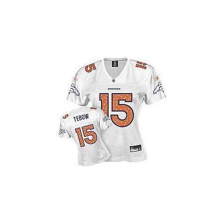 [Sweetheart] TEBOW Denver #15 Womens Football Jersey - Tim Tebow Womens Football Jersey (White)_Free Shipping