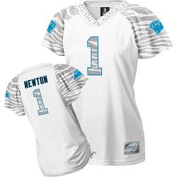 [Zebra Field Flirt] NEWTON Carolina #1 Womens Football Jersey - Cam Newton Womens Football Jersey (White)_Free Shipping