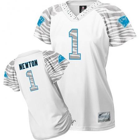 [Zebra Field Flirt] NEWTON Carolina #1 Womens Football Jersey - Cam Newton Womens Football Jersey (White)_Free Shipping
