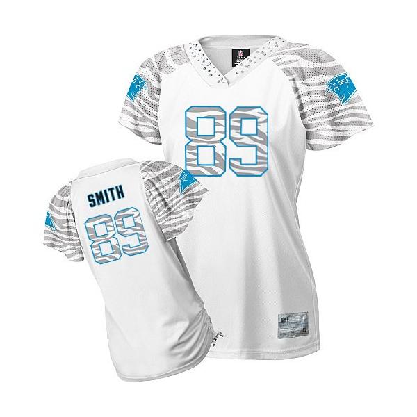 [Zebra Field Flirt] SMITH Carolina #89 Womens Football Jersey - Steve Smith Womens Football Jersey (White)_Free Shipping