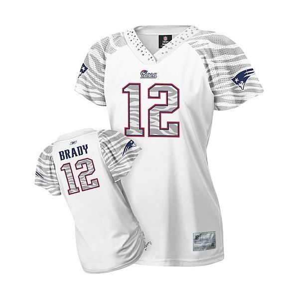 [Zebra Field Flirt] BRADY New England #12 Womens Football Jersey - Tom Brady Womens Football Jersey (White)_Free Shipping