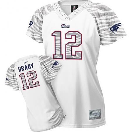 [Zebra Field Flirt] BRADY New England #12 Womens Football Jersey - Tom Brady Womens Football Jersey (White)_Free Shipping