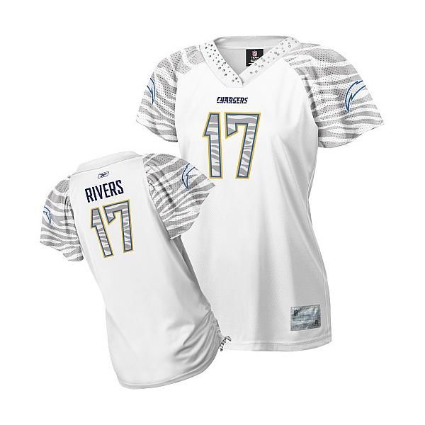 [Zebra Field Flirt] RIVERS San Diego #17 Womens Football Jersey - Philip Rivers Womens Football Jersey (White)_Free Shipping