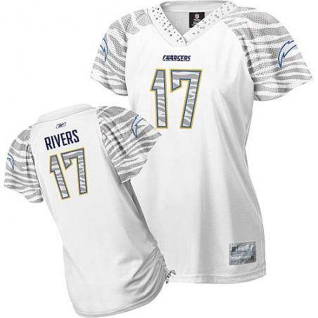 [Zebra Field Flirt] RIVERS San Diego #17 Womens Football Jersey - Philip Rivers Womens Football Jersey (White)_Free Shipping