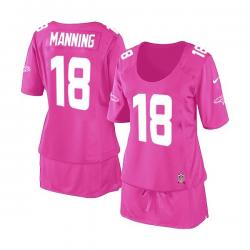 [BCA DRESS] MANNING Denver #18 Womens Football Jersey - Peyton Manning Womens Football Jersey (Pink)_Free Shipping