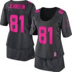 [BCA DRESS] JOHNSON Detroit #81 Womens Football Jersey - Calvin Johnson Womens Football Jersey (Grey)_Free Shipping