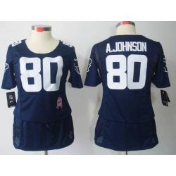[BCA DRESS] JOHNSON Houston #80 Womens Football Jersey - Andre Johnson Womens Football Jersey (Blue)_Free Shipping