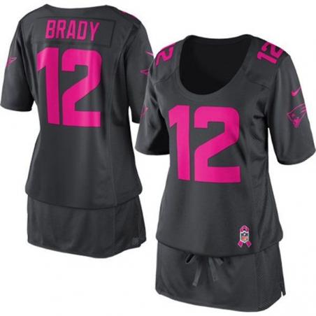 [BCA DRESS] BRADY New England #12 Womens Football Jersey - Tom Brady Womens Football Jersey (Grey)_Free Shipping