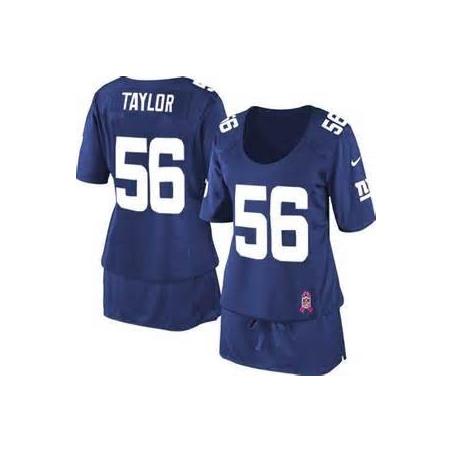 [BCA DRESS] TAYLOR NY-Giant #56 Womens Football Jersey - Lawrence Taylor Womens Football Jersey (Blue)_Free Shipping