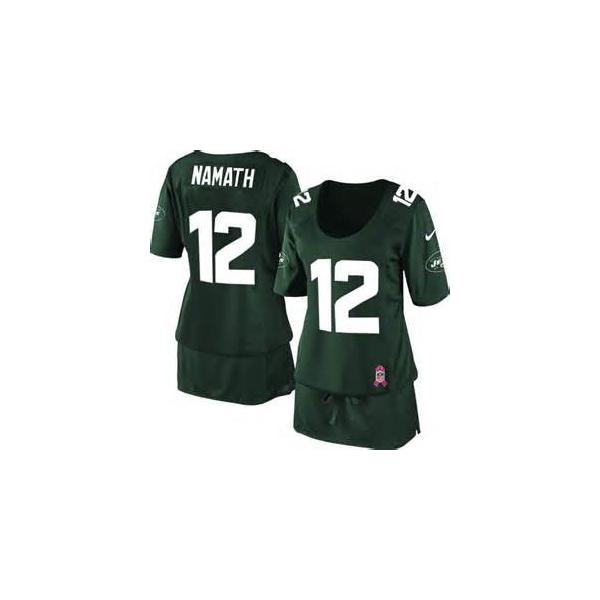 [BCA DRESS] NAMATH NY-Jet #12 Womens Football Jersey - Joe Namath Womens Football Jersey (Green)_Free Shipping