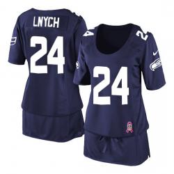 [BCA DRESS] LYNCH Seattle #24 Womens Football Jersey - Marshawn Lynch Womens Football Jersey (Blue)_Free Shipping